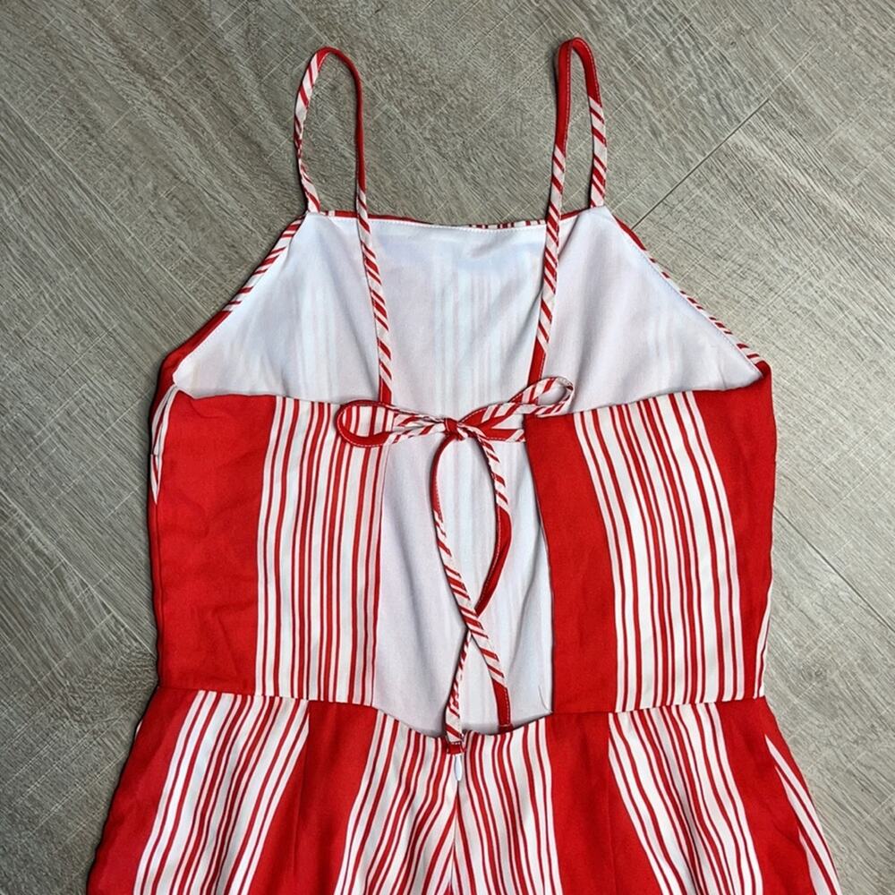 NWT LOVE, FIRE Women's Red Multi-stripe Cropped Jumpsuit - Picture 7 of 12